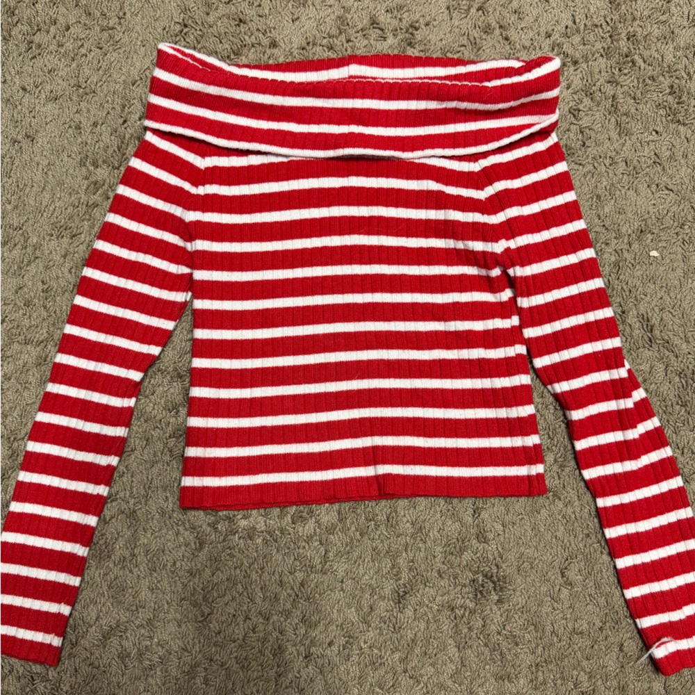 Love Tree Vibrant Red and White Striped Knit